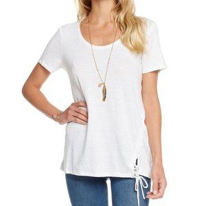 NWT Linen Jersey Lace Up Tee